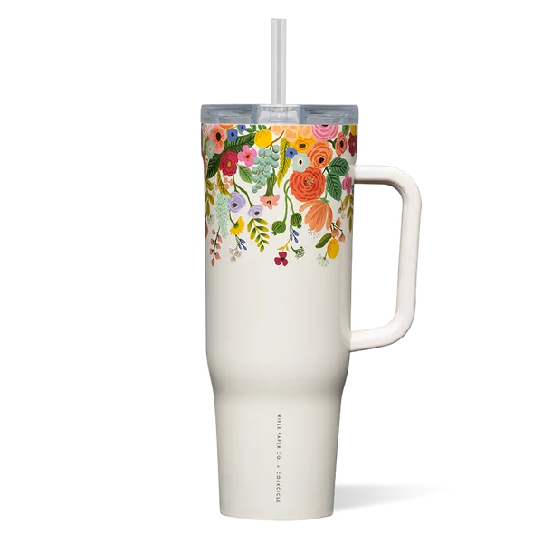 Corkcicle Cruiser Cup - 40 Oz Rifle Paper - Garden Party Cream Puckett's Fine Jewelry Benton, KY