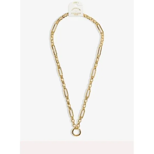 Charm Bar Chunky Oval Chain - 7 Charm Clasps- PVD Gold Coated, 15.75" Puckett's Fine Jewelry Benton, KY