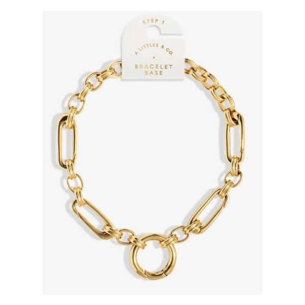 Charm Bar Chunky Oval Chain Bracelet - 5 Charm Clasps- PVD Gold Coated, 8" Puckett's Fine Jewelry Benton, KY