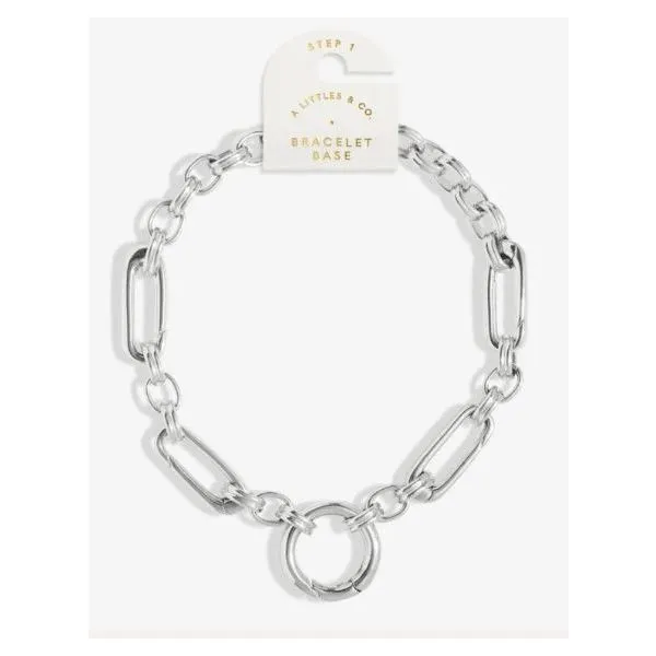 Charm Bar Chunky Oval Chain Bracelet - 5 Charm Clasps- Silver Plated, 8" Puckett's Fine Jewelry Benton, KY