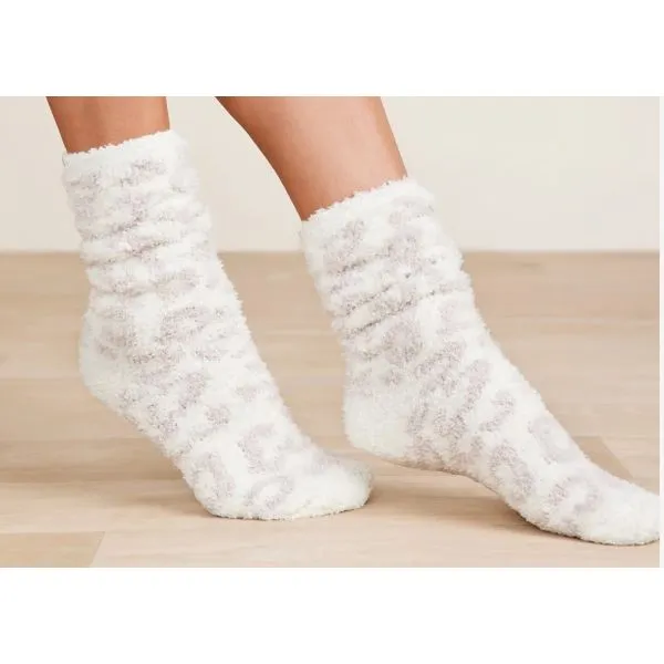 BAREFOOT DREAMS WOMENS LEOPARD SOCKS--CREAM/STONE Puckett's Fine Jewelry Benton, KY