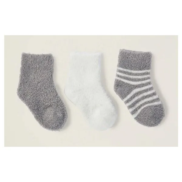BAREFOOT DREAMS CCL INFANT SOCKS 3 PK - PEWTER/PEARL Puckett's Fine Jewelry Benton, KY