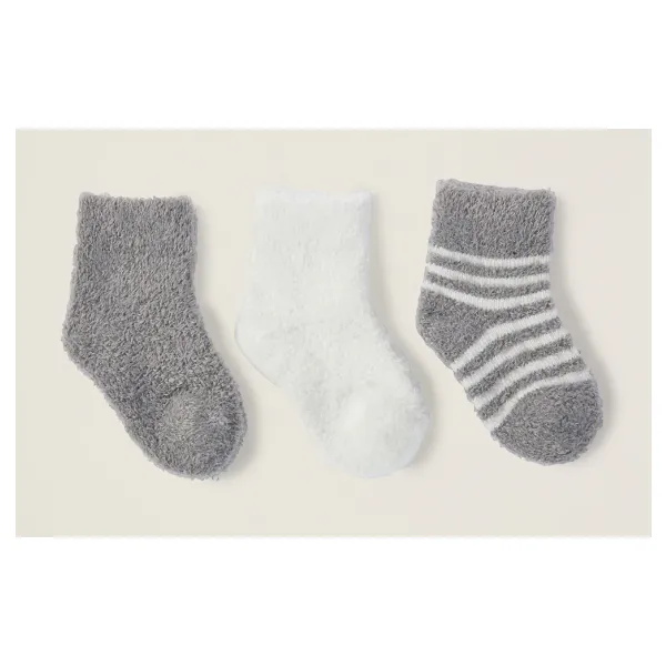 BAREFOOT DREAMS CCL INFANT SOCKS 3 PK - PEWTER/PEARL Puckett's Fine Jewelry Benton, KY