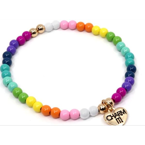 Charm It! Gold rainbow Stretch Bead Bracelet Puckett's Fine Jewelry Benton, KY