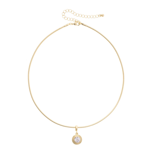 Canvas Style Bezel Pendant Skinny Collar Necklace in Shiny Gold Puckett's Fine Jewelry Benton, KY