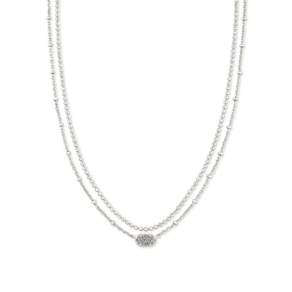 Kendra Scott Emilie Multi Strand Necklace Silver Tone Platinum Drusy Puckett's Fine Jewelry Benton, KY