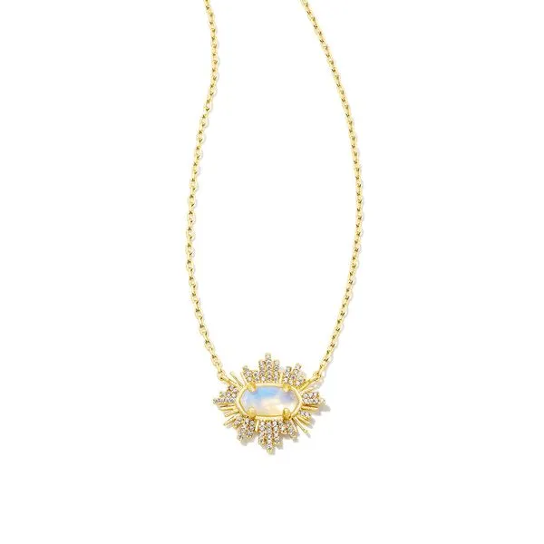 Kendra Scott Sunburst Pendant, Yellow Tone, Iridescent Opalt Ilusion Puckett's Fine Jewelry Benton, KY