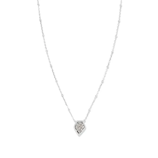 KENDRA SCOTT FRAMED TESSA PENDANT NECKLACE RHODIUM WITH PLATINUM DRUSY Puckett's Fine Jewelry Benton, KY