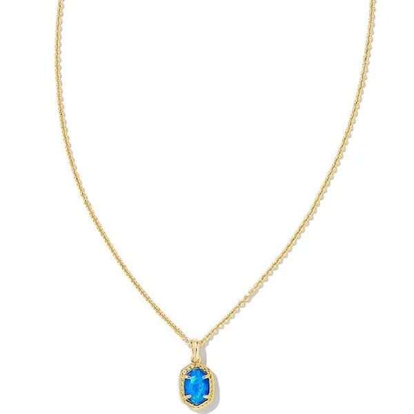 KENDRA SCOTT DAPHNE FRAMED PENDANT NECKLACE - GOLD WITH BRIGHT BLUE OPAL Puckett's Fine Jewelry Benton, KY