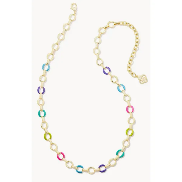 KENDRA SCOTT KELSEY CHAIN NECKLACE GOLD TONE MULTI MIX ENAMEL Puckett's Fine Jewelry Benton, KY