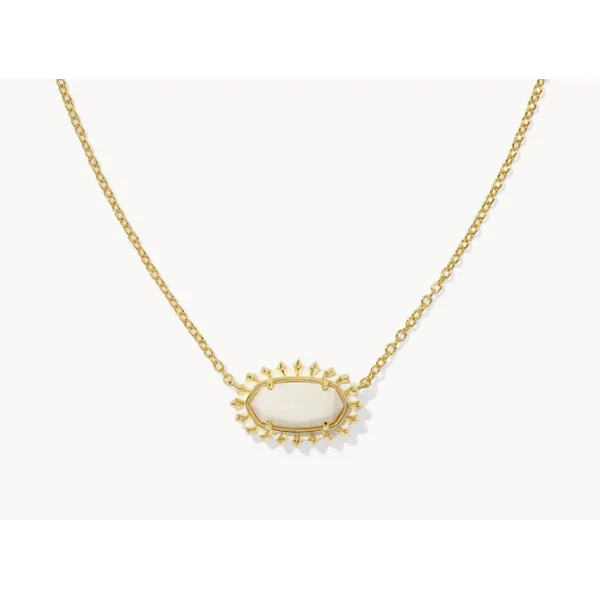 KENDRA SCOTT ELISA COLOR BURST FRAME NECKLACE GOLD TONE WITH WHITE MOTHER OF PEARL Puckett's Fine Jewelry Benton, KY
