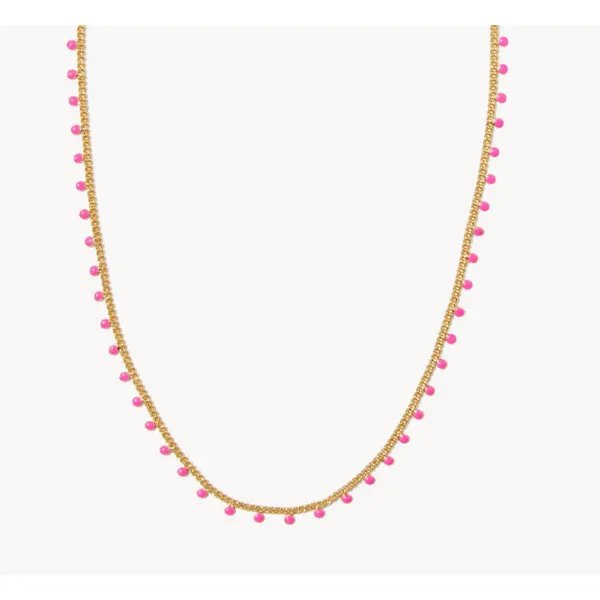 KENDRA SCOTT KELSEY STRAND NECKLACE GOLD TONE WITH PINK ENAMEL Puckett's Fine Jewelry Benton, KY