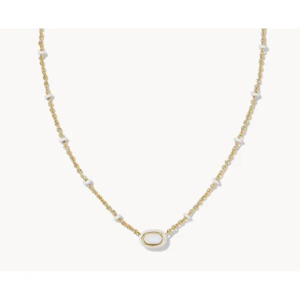 KENDRA SCOTT MINI ELISA ENML FRM PEND GOLD WHITE MOP Puckett's Fine Jewelry Benton, KY