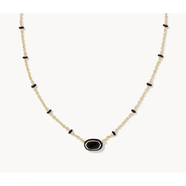 KENDRA SCOTT MINI ELISA ENML FRM PEND GOLD BLACK AGATE Puckett's Fine Jewelry Benton, KY