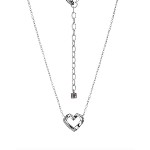 Elle Sterling Silver Heart Pendant Wit Cubic Zirconia Accents, 17" + 2" Extension Puckett's Fine Jewelry Benton, KY