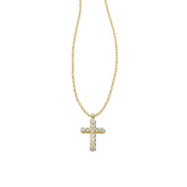 Kendra Scott Cross Gold Pendant Necklace in White Crystal Puckett's Fine Jewelry Benton, KY