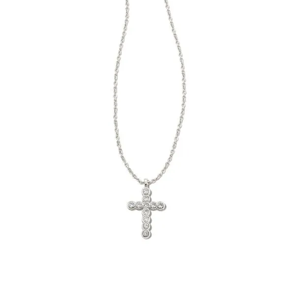 Kendra Scott Cross Silver Pendant Necklace in White Crystal Puckett's Fine Jewelry Benton, KY