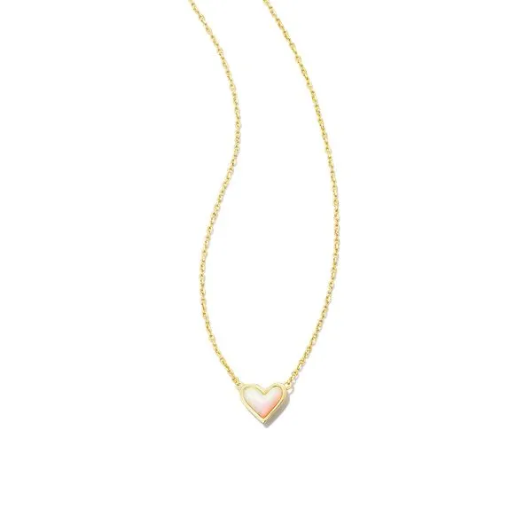 Kendra Scott Framed Ari Heart Necklace Gold Tone with White Opalescent Resin Puckett's Fine Jewelry Benton, KY