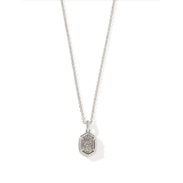 Kendra Scott Daphne Framed Pendant Necklace - Rhodium Platinum Drusy Puckett's Fine Jewelry Benton, KY