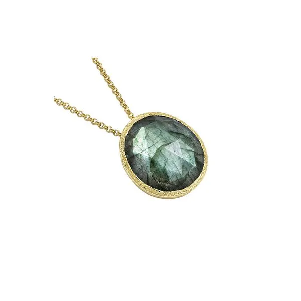Jorge Revilla Shade Pendant Necklace in Silver with 18K Gold Vermeil with Labradorite Stone Puckett's Fine Jewelry Benton, KY