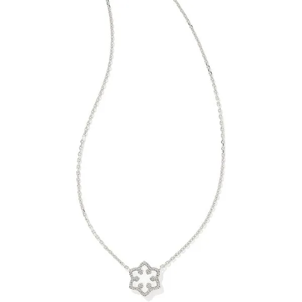 Kendra Scott Snowflake Pendant Necklace, Rhodium Silver with White Opal Puckett's Fine Jewelry Benton, KY