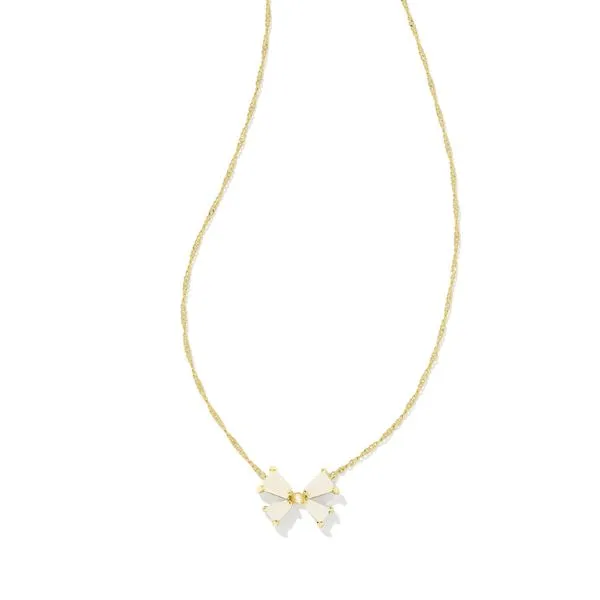 Kendra Scott Blair Bow Small Pendant Necklace, Gold with Iridescent Drusy Puckett's Fine Jewelry Benton, KY