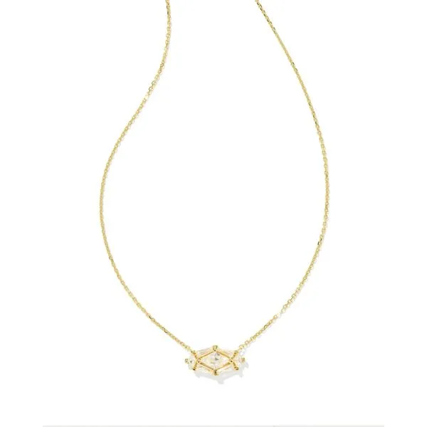 Kendra Scott Lindy Rae Elisa Pendant Necklace, Gold with White Crystal Puckett's Fine Jewelry Benton, KY