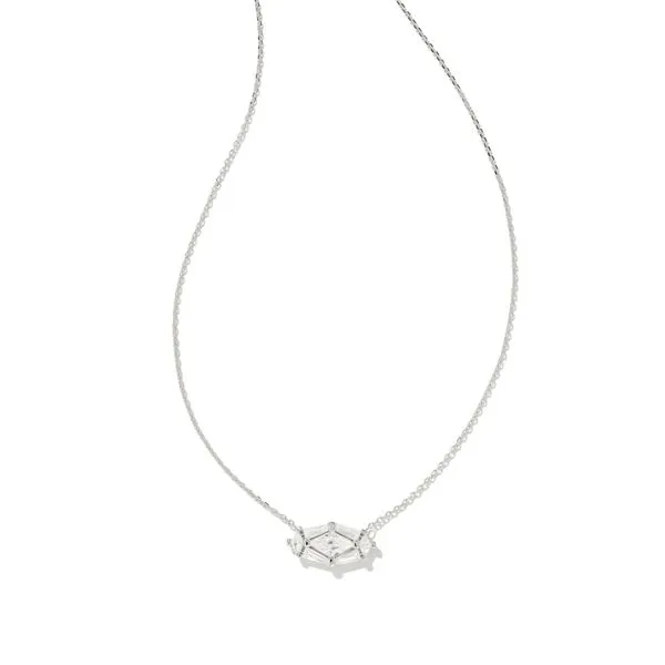 Kendra Scott Lindy Rae Elisa Pendant Necklace, Rhodium Silver with White Crystal Puckett's Fine Jewelry Benton, KY