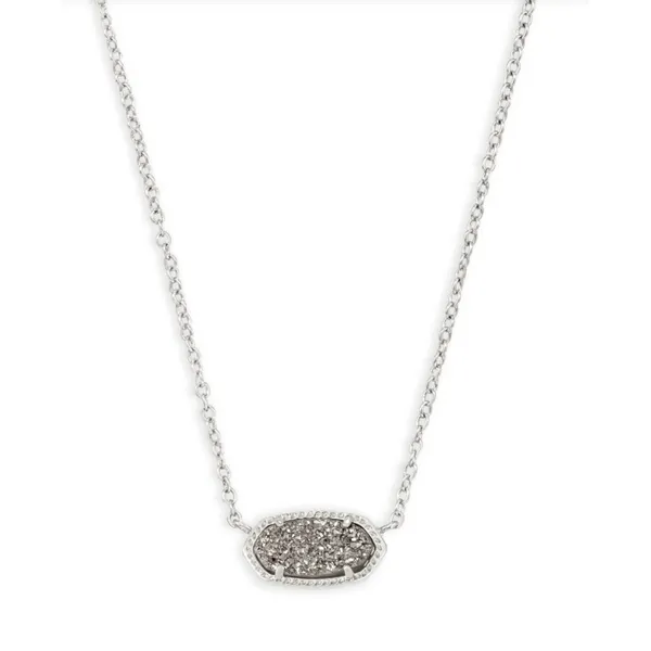 Kendra Scott Elisa Short Pendant Necklace; Rhodium Platinum Drusy Puckett's Fine Jewelry Benton, KY