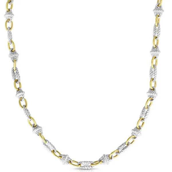 Phillip Gavriel Sterling Silver & 18K Gold Bar Popcorn Necklace 18" Puckett's Fine Jewelry Benton, KY