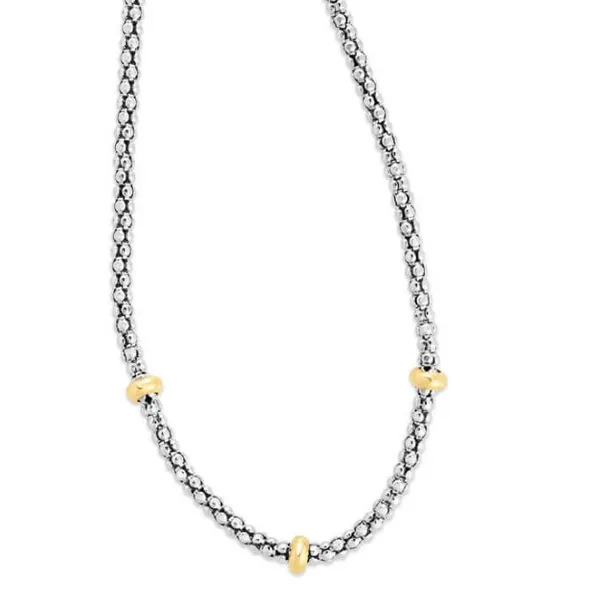 Phillip Gavriel Sterling Silver and 18K Popcorn Necklace 17" Puckett's Fine Jewelry Benton, KY