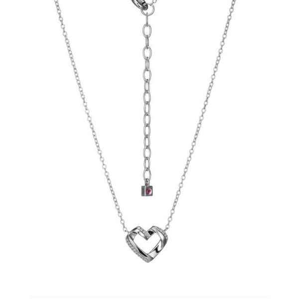 Elle Sterling Silver Heart Pendant Wit Cubic Zirconia Accents, 17" + 2" Extension Puckett's Fine Jewelry Benton, KY