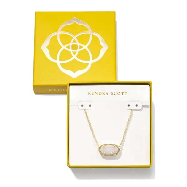 Kendra Scott Elisa Gold Pendant Necklace with Iridescent Drusy in a Box Puckett's Fine Jewelry Benton, KY