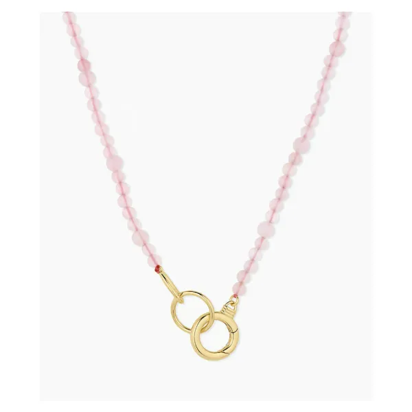 Gorjana Power Gemstone Beaded Necklace, 18K Gold Plated and Rose Quartz, 8" Puckett's Fine Jewelry Benton, KY
