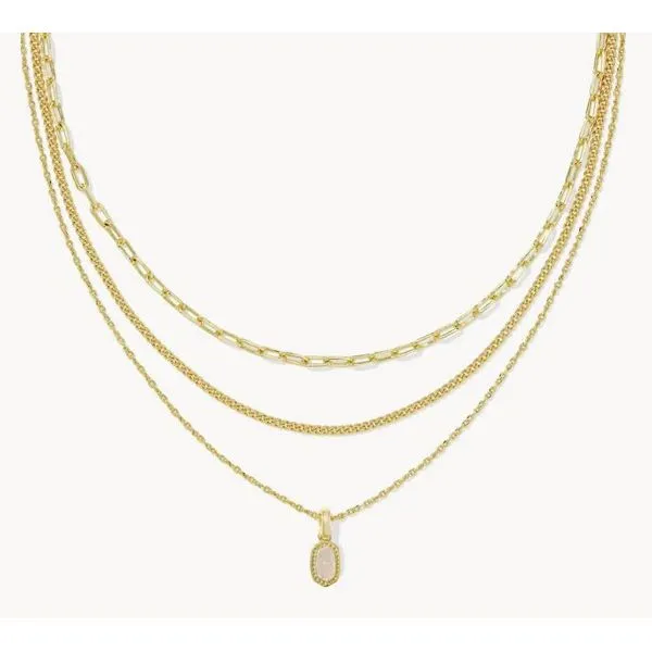 Kendra Scott Mini Elisa Triple Strand Necklace Gold Iridescent Drusy Puckett's Fine Jewelry Benton, KY