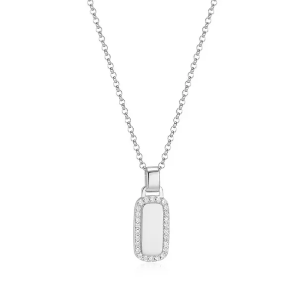 Elle Sterling Silver Allure Pendant With White Cubic Zirconia on 17" + 3" Cable Chain Puckett's Fine Jewelry Benton, KY
