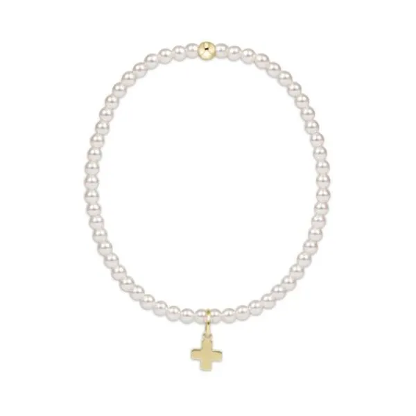 ENEWTON EGIRL CLASSIC PEARL 3MM BEAD BRACELET- SIGNATURE CROSS CHARM Puckett's Fine Jewelry Benton, KY