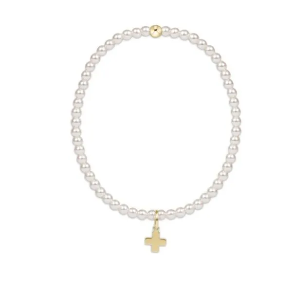 ENEWTON EGIRL CLASSIC PEARL 3MM BEAD BRACELET- SIGNATURE CROSS CHARM Puckett's Fine Jewelry Benton, KY