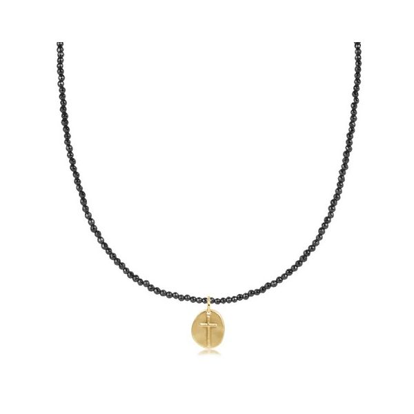 ENEWTON NECKLACE - 17" CHOKER SILVER FACETED HEMATITE 2MM BEAD - INSPIRE SMALL GOLD CHARM Puckett's Fine Jewelry Benton, KY