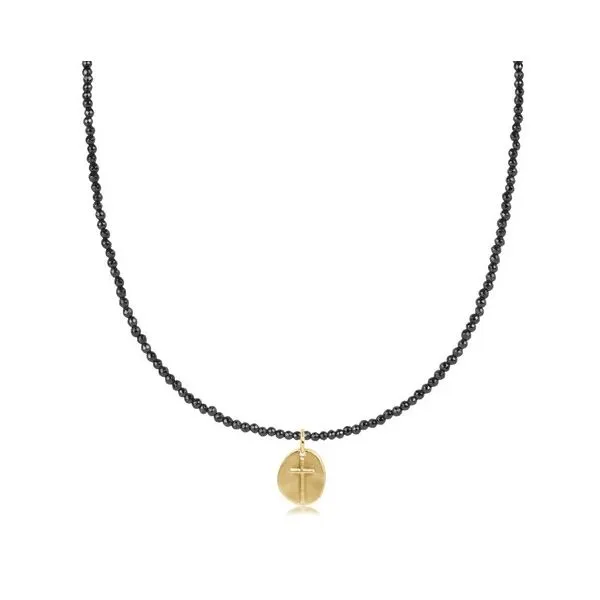 ENEWTON NECKLACE - 17" CHOKER SILVER FACETED HEMATITE 2MM BEAD - INSPIRE SMALL GOLD CHARM Puckett's Fine Jewelry Benton, KY