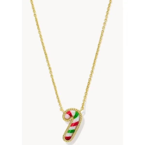 Kendra Scott Candy Cane Pendant/Necklace Gold Tone Red and Green Mix Puckett's Fine Jewelry Benton, KY