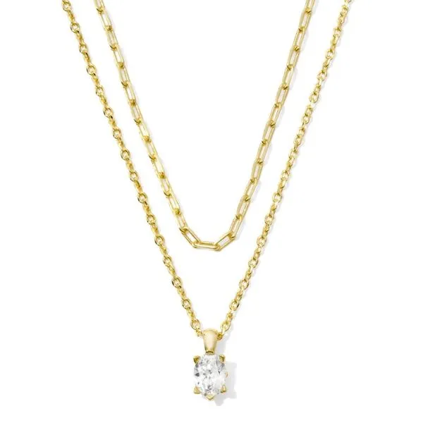 Kendra Scott Cailin Double Layer Necklace Gold White Crystal Puckett's Fine Jewelry Benton, KY