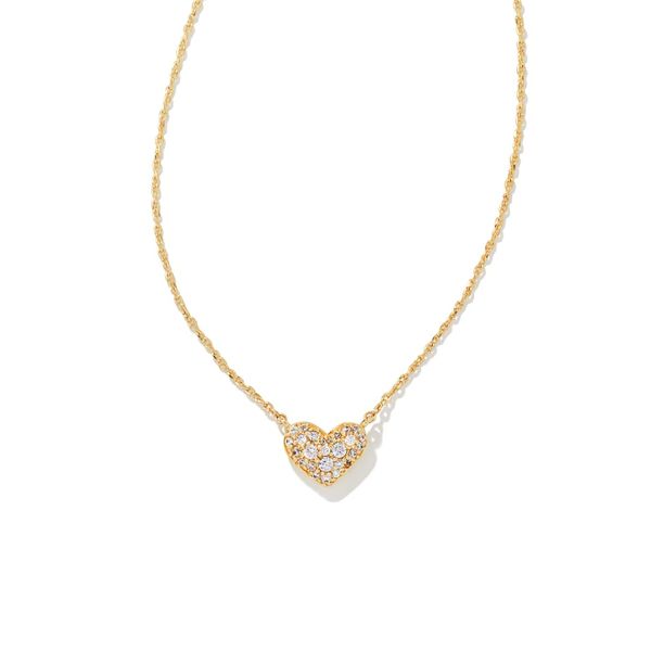 Kendra Scott Ari Pave Crystal Heart Necklace Gold Tone with White CZ Puckett's Fine Jewelry Benton, KY