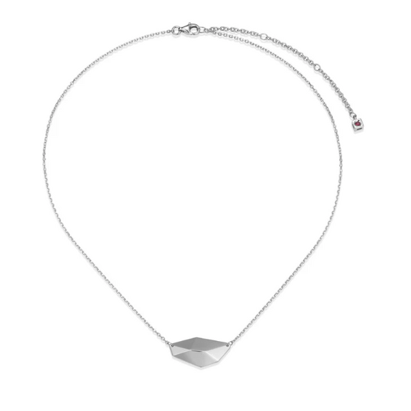 Elle Sterling Silver "Peak" Pendant With Geometric Shape, Rhodium Plated and Diamond Cut Cable Chain 16" + 3" Extension Puckett's Fine Jewelry Benton, KY