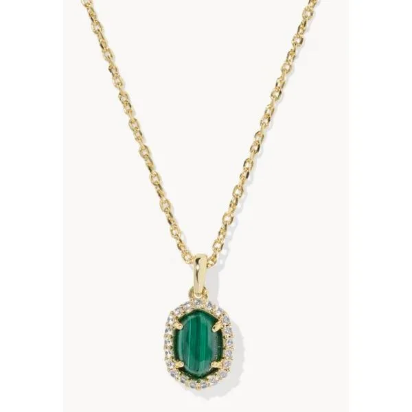Kendra Scott Daphne Gold Crystal Frame Short Green Malachite Pendant Necklace Puckett's Fine Jewelry Benton, KY