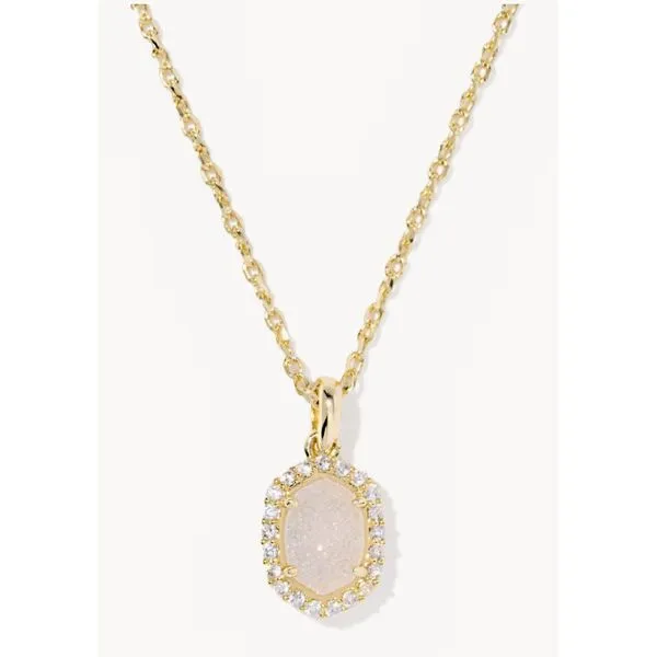 Kendra Scott Daphne Crystal Frame Pendant Necklace Gold Tone Iridescent Drusy Puckett's Fine Jewelry Benton, KY