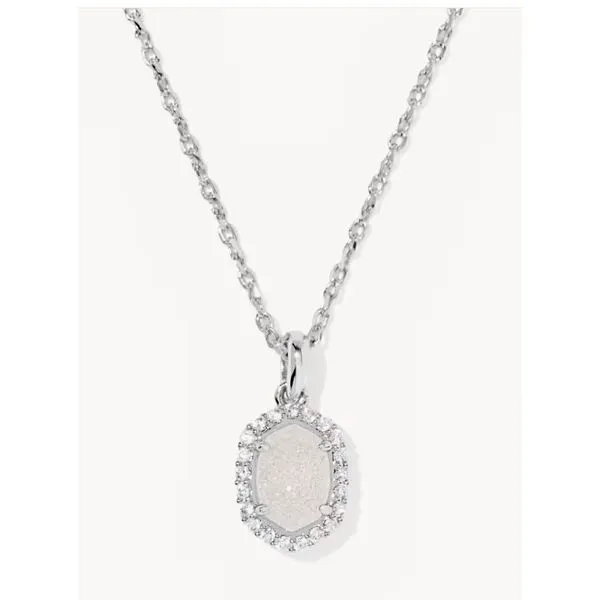 Kendra Scott Daphne Crystal Frame Pendant Necklace Rhod Tone Iridescent Drusy Puckett's Fine Jewelry Benton, KY