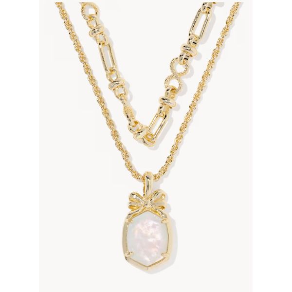 Kendra Scott Daphne Bow Multi Strand Necklace Gold Tone Ird. Crystal Ivory Illusion Puckett's Fine Jewelry Benton, KY