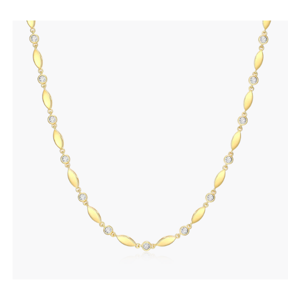 Monte Luna Lab Created Diamond Line Necklace in Sterling Silver Yellow Gold Plated, 16, 1 5CT TWT Puckett's Fine Jewelry Benton, KY