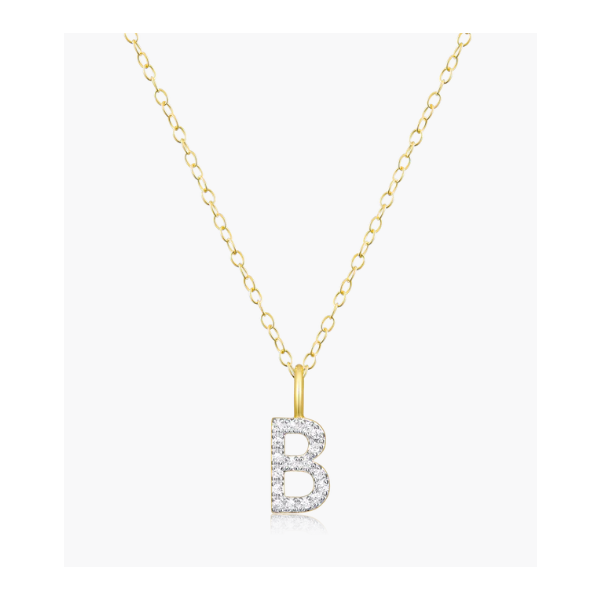 Monte Luna Intitial Necklace, "B" Sterling/Yellow Gold Plated With Lab Grown Diamond Puckett's Fine Jewelry Benton, KY